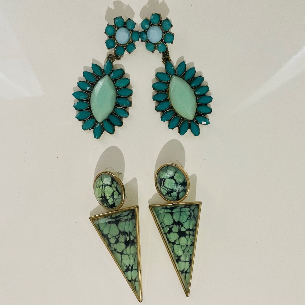 Blue teal turquoise statement earrings